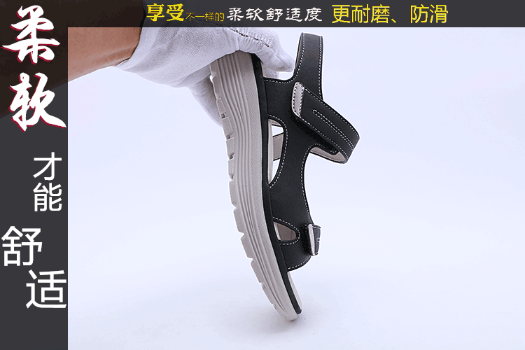 Summer 2024 new genuine leather sandals for women, sporty style, wedge and lightweight Velcro, large-sized slippers for women, one-piece consignment pic 3