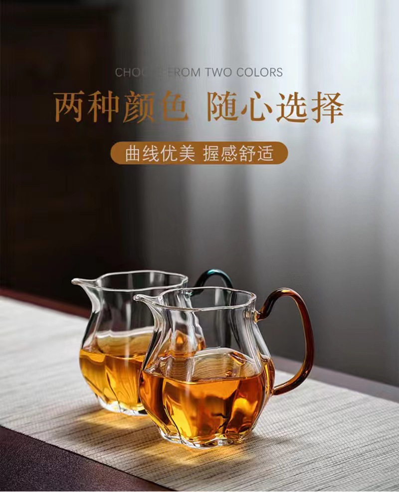 日式瓜棱公道杯高硼硅玻璃杯高端公杯分茶器泡茶功夫茶具茶海茶杯详情2
