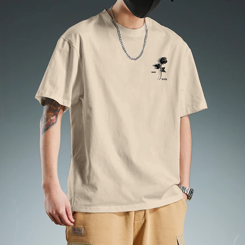 短袖t恤男2025夏季新款潮牌衣服纯棉白体恤上衣宽松圆领半袖男款详情9