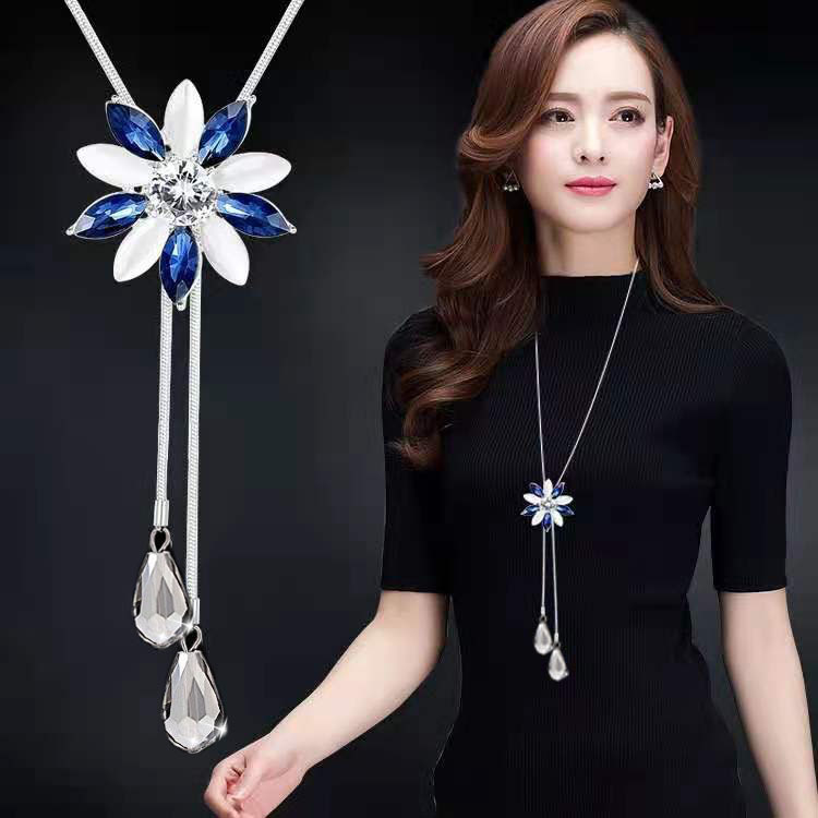 日韩珍珠长项链配饰时尚百搭秋冬水晶毛衣链高级感流苏装饰品挂件详情14