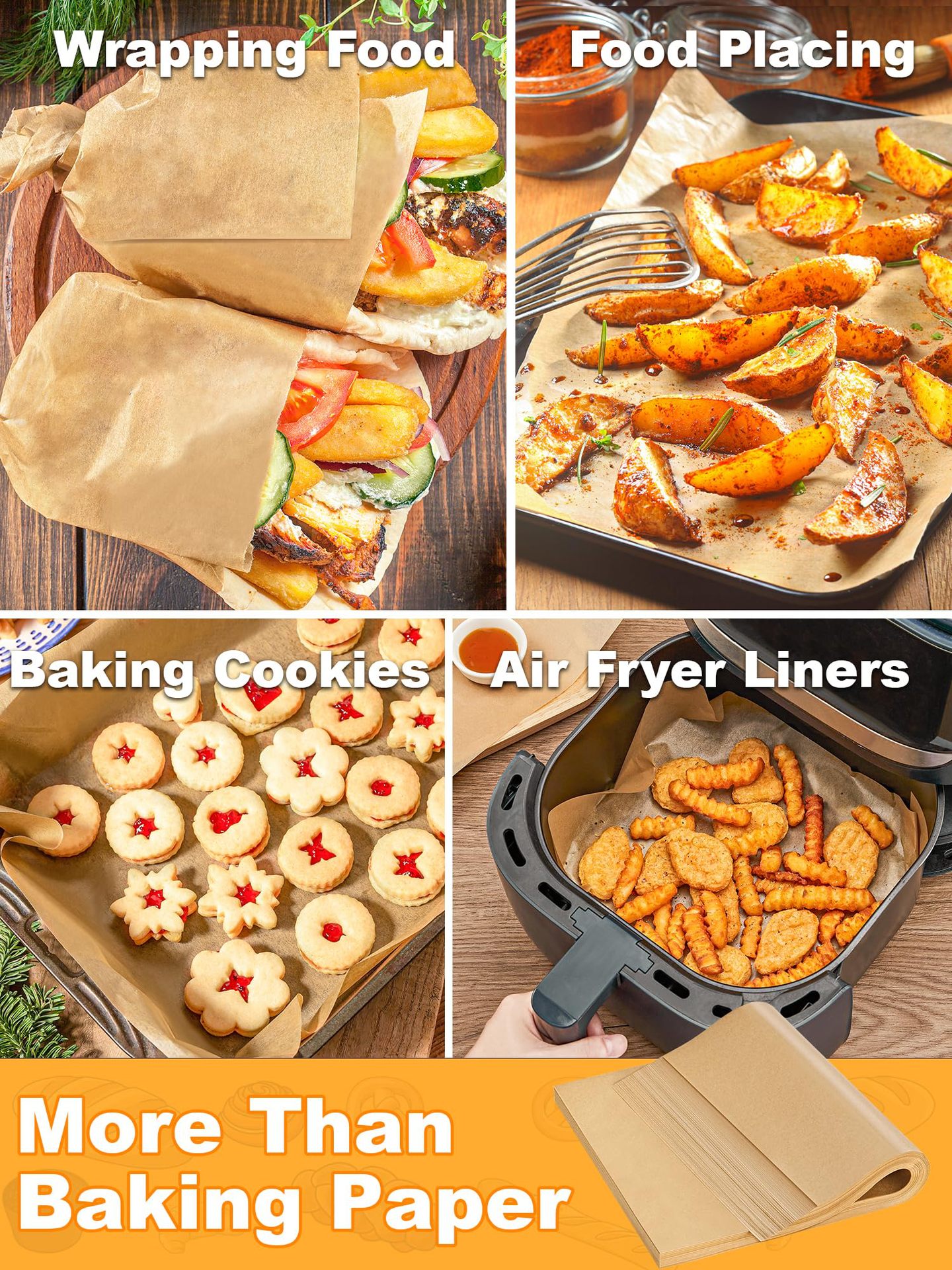 QT140/141硅油纸家用烘焙烤肉烧烤烤鱼耐高温防油吸油纸50PCS详情5