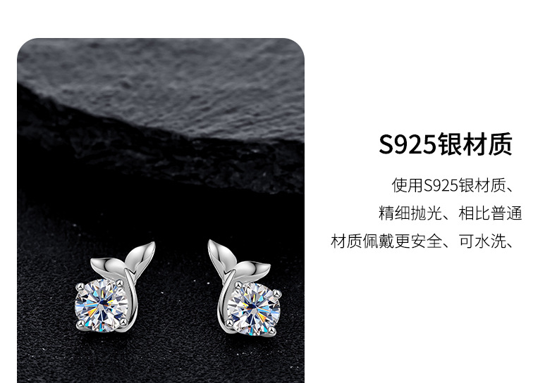 Zhuoheng Select 925 sterling silver Stud earrings for Women, 2026 new style, trendy, simple, compact, high-end, elegant, niche design Mosang earrings pic 11