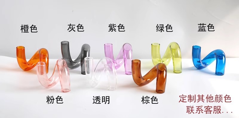 【源头厂家】彩色异形玻璃花瓶 北欧创意ins插花水培艺术烛台摆件详情10