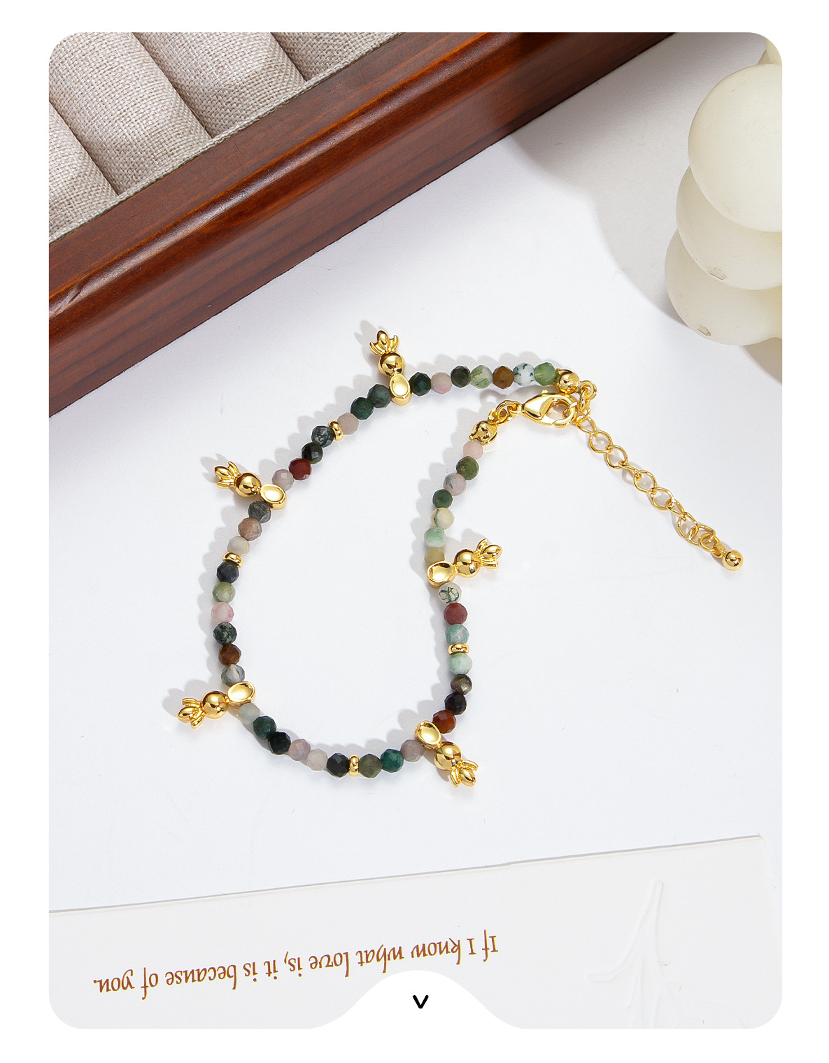 彩色碧玺串珠项链夏季女高级感爱心吊坠锁骨链复古百搭新中式项链详情10