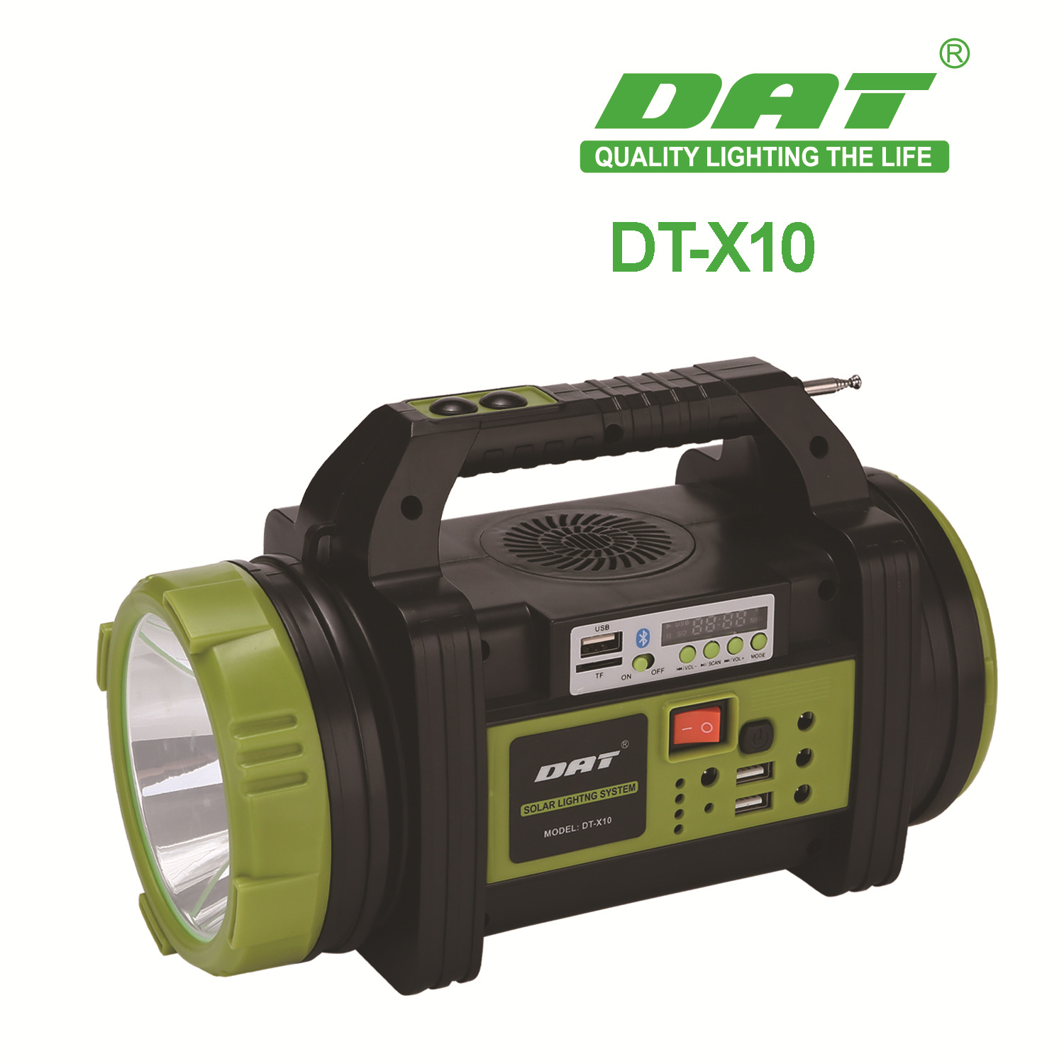 DT-X10太阳能照明小系统便携式带风扇蓝牙功能探照应急50W大功率详情2