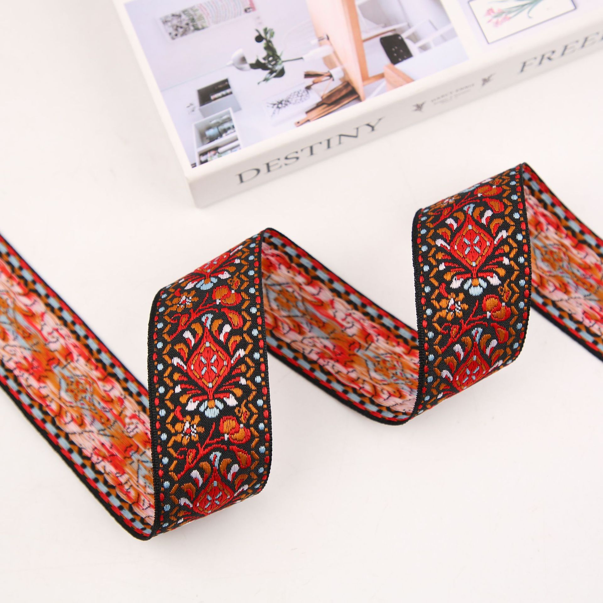 Wholesale of 4.0cm retro ethnic style totem pattern jacquard webbing lace ethnic clothing webbing accessories in stock pic 14