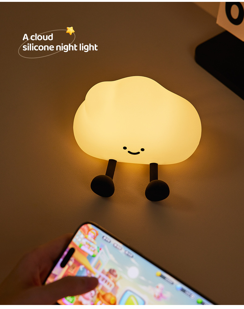 Cute cloud lamp, night light, silicone patting lamp, bedroom bedside lamp, creative atmosphere lamp, small table lamp, gift for girls pic 14