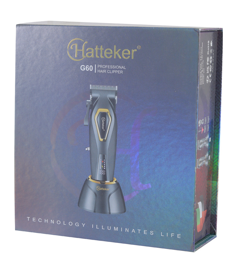 HATTEKER electric hair clipper, brushless motor, electric clipper, high-power digital display hair salon razor, clipper, charging base, clipper pic 16