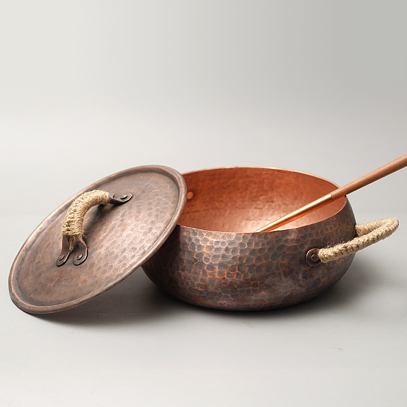 Copper hot pot for home use, thickened stainless steel pot base, copper hot pot set, suitable for family gatherings pic 3
