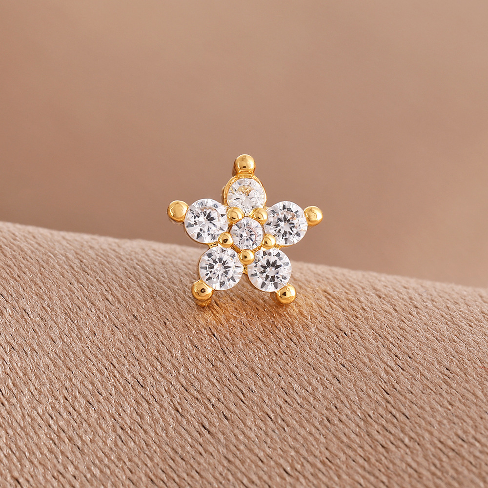 跨境钛钢镶钻鼻钉螺丝拧球直杠鼻钉不锈钢耳钉气质小众设计感耳钉详情7