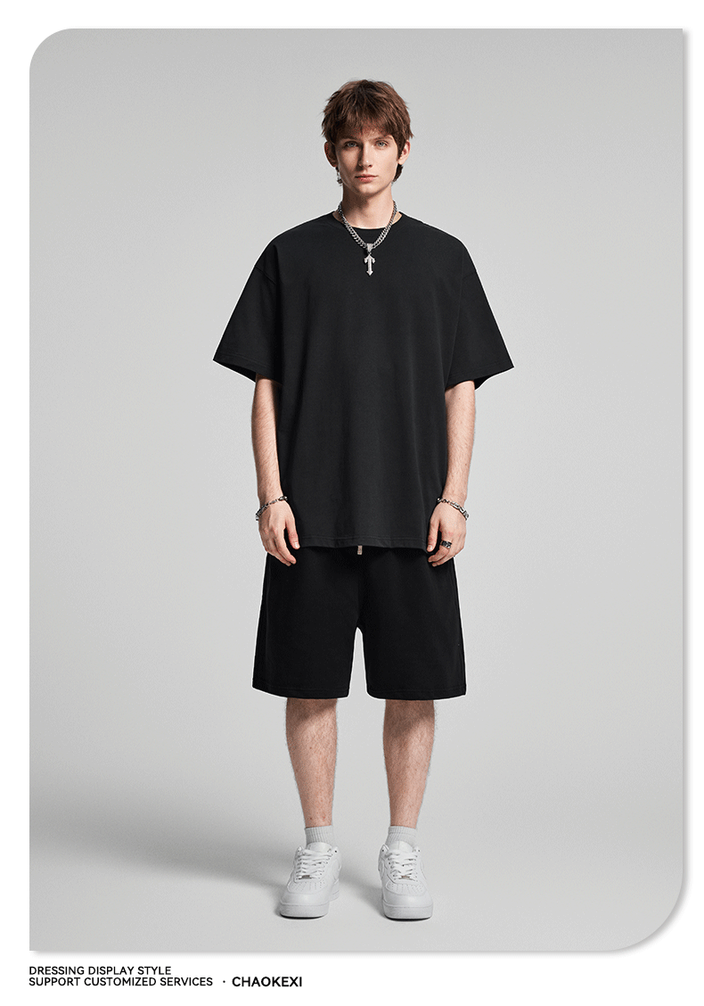 CKX2026夏季美式275g高品质潮牌纯棉t落肩纯色男潮青少年短袖T恤详情38