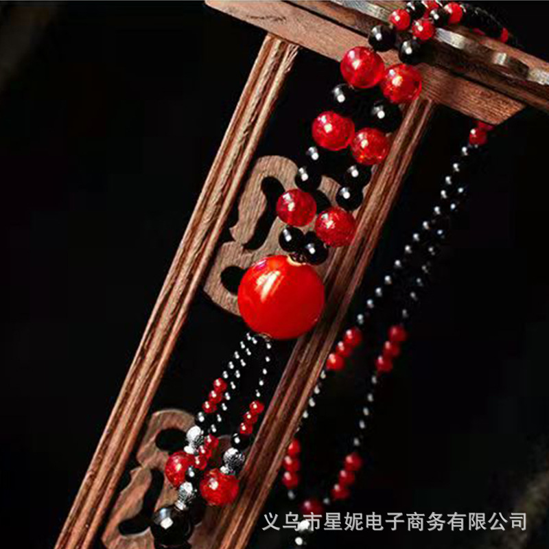 A589红黑玛瑙毛衣链