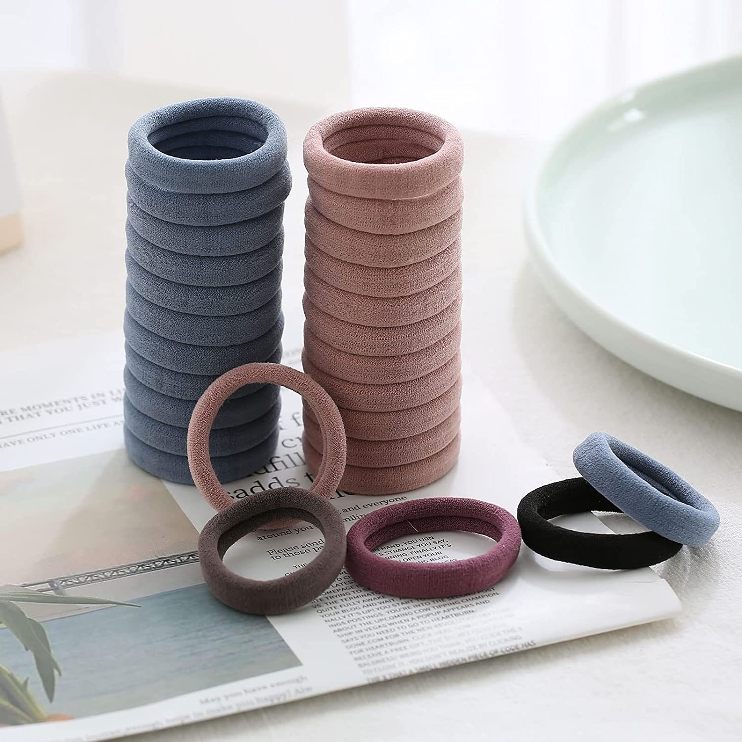 100根装韩版简约彩色无接缝头绳不伤发毛巾圈高弹力发绳发圈头饰详情14