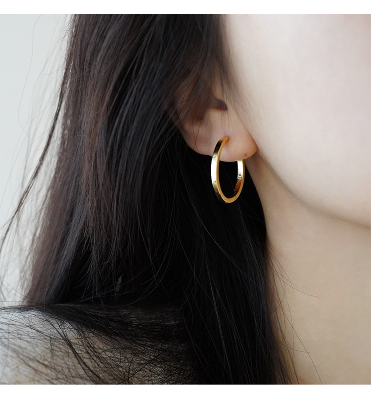 高级感圆圈耳环2025年新款潮夏季简约素圈耳圈小众设计感纯银耳饰详情38