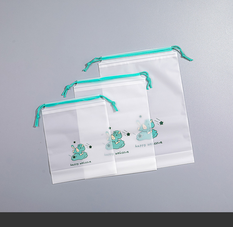 Unicorn frosted drawstring bag, towel and sock plastic packaging bag, PE thickened drawstring bag, underwear packaging drawstring bag pic 29