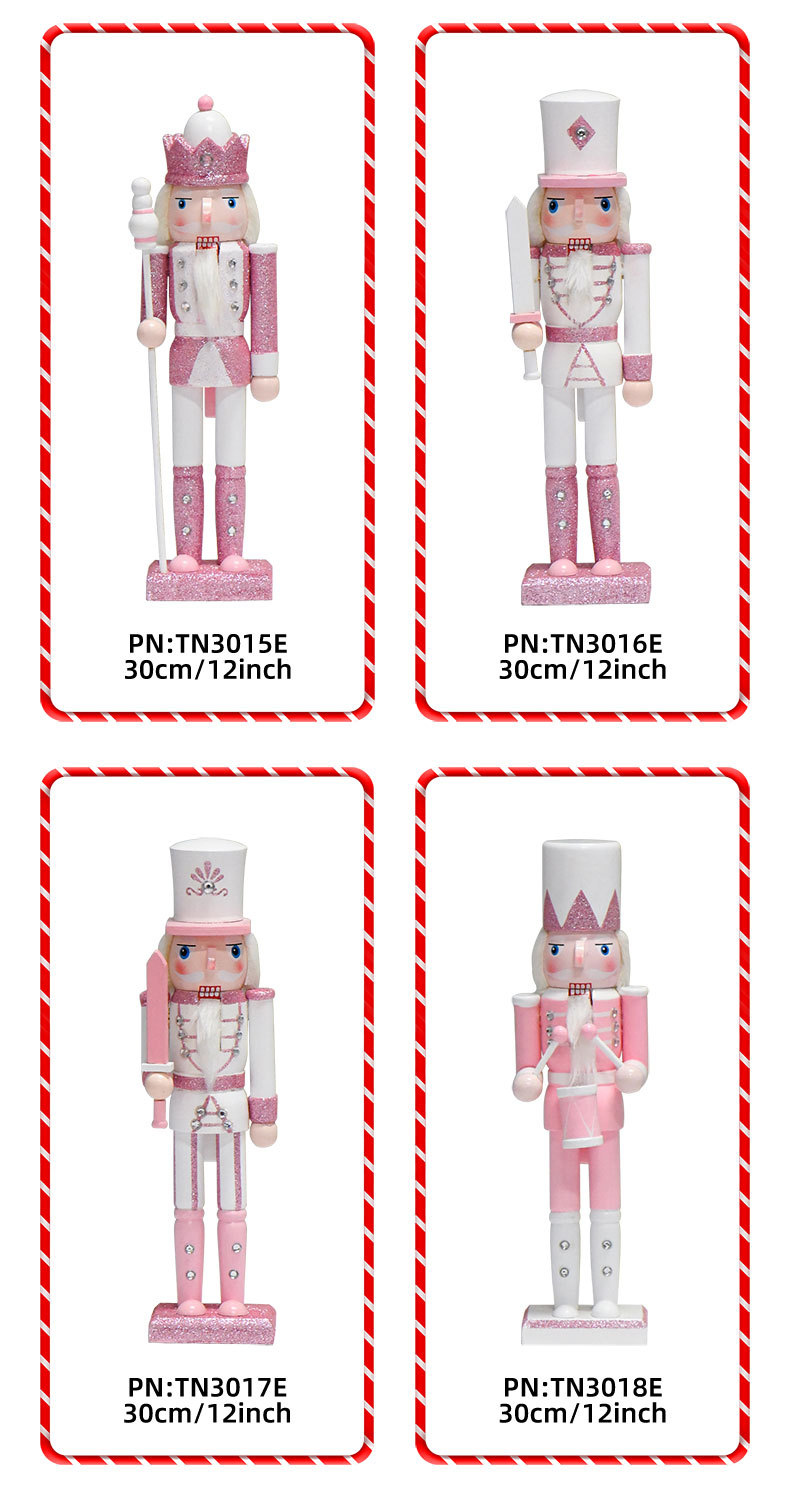New 30CM macaron glitter pink white Swordsmith King Drummer Nutcracker Christmas gift display pic 5