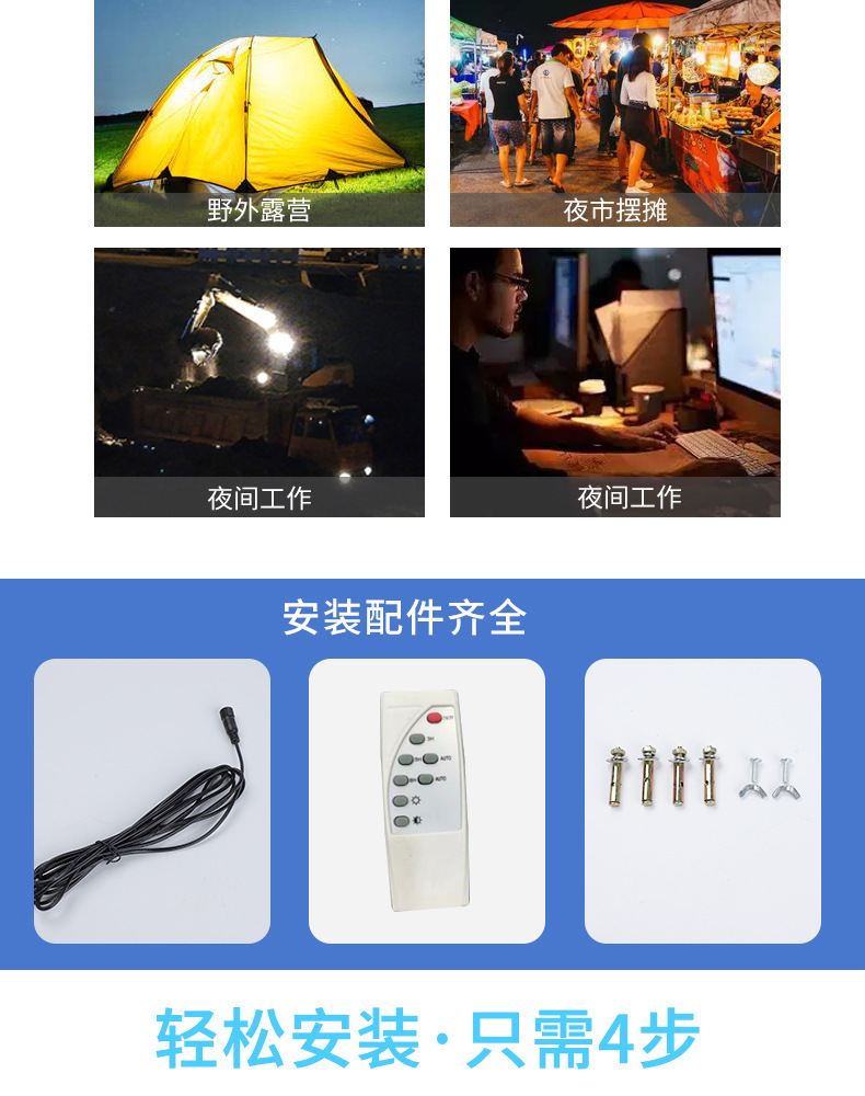 Cross-border solar bulb lamps, power outage emergency household outdoor lighting lamps, night market street stall camping LED bulb lamps pic 12