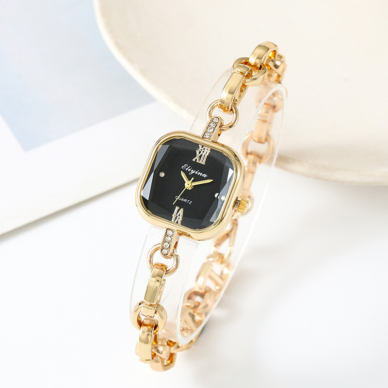 现货高级感小众设计女士腕表轻奢镶钻方形石英女休闲时尚手链表详情3