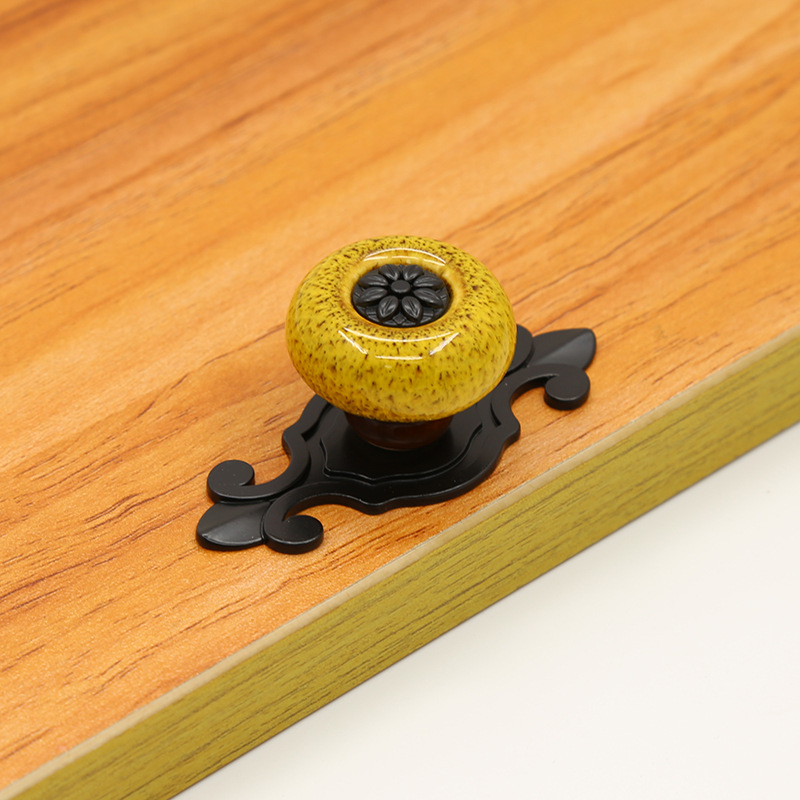 Antique copper creative furniture handles, cabinet, wardrobe, drawer glazed handles, single-hole furniture accessories handles with ethnic style pic 26