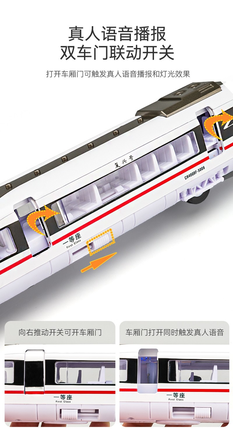 天鹰8950B复兴号高铁模型合金仿真声光回力儿童玩具车男孩礼物详情8