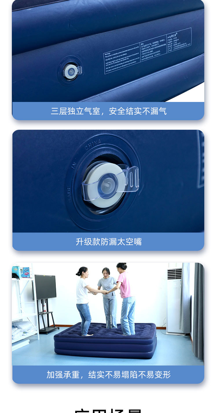 户外植绒充气床单人露营床懒人打地铺帐篷床垫家用双人午睡充气床详情7