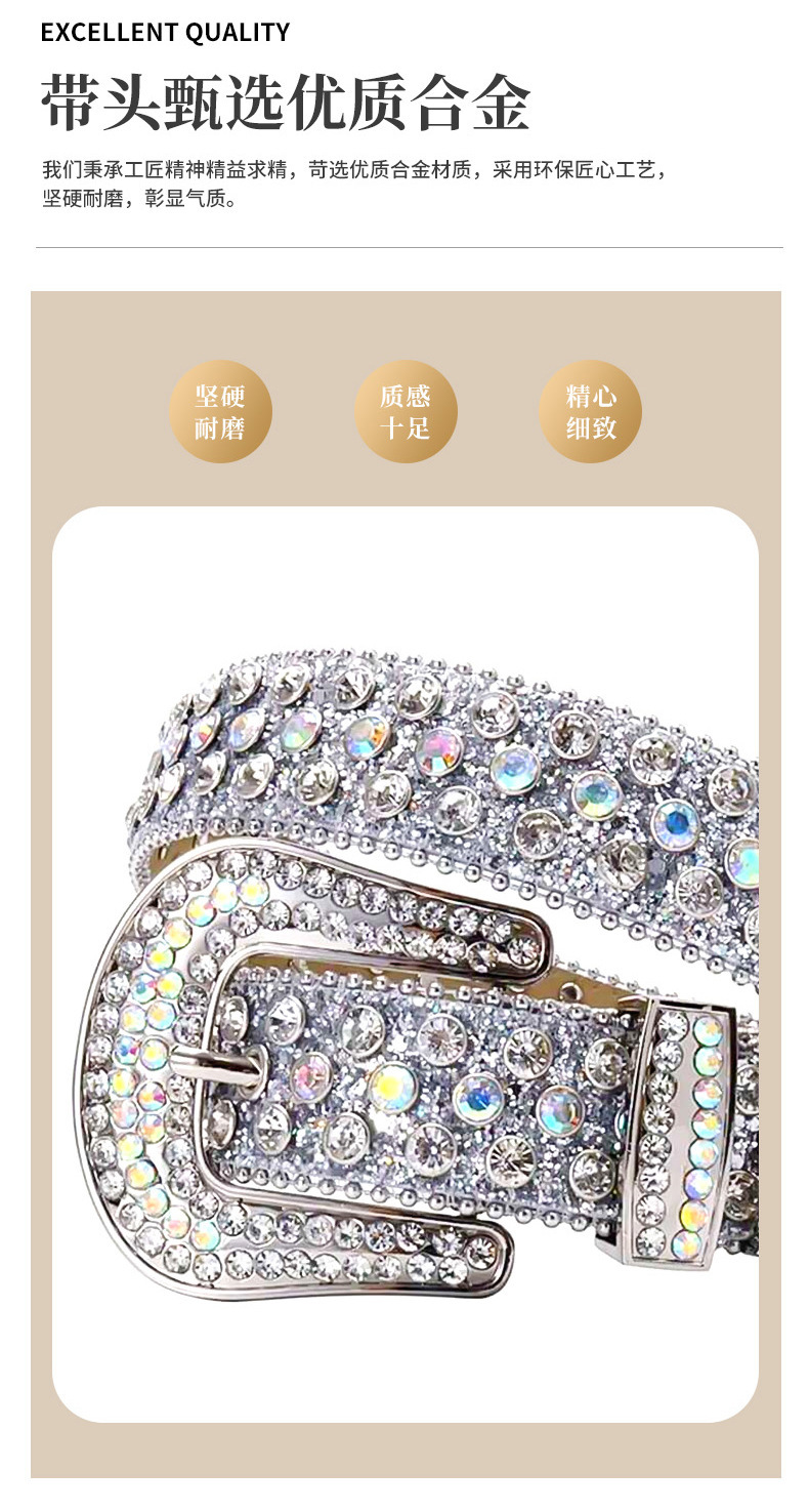 New style of wide belt with pearl eyes and rhinestone inlay decoration for women, versatile jeans and street belt pic 5