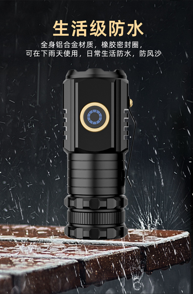 跨境抖音新款强光远射手电筒迷你便携led小手电户外多功能夹帽灯详情8