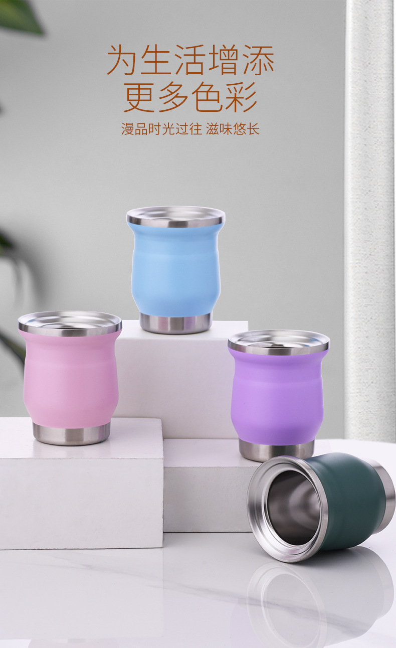 保温杯 跨境304不锈钢真空简约茶杯家用双层隔热大容量保温杯详情2