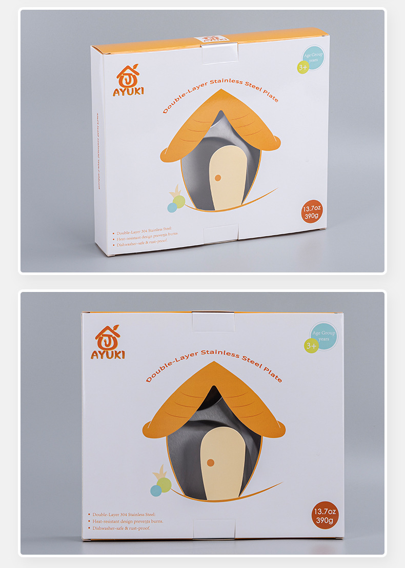 304双层不锈钢宝宝餐盘喂食盆辅食碗母婴B端现货跨境辅食餐具详情11