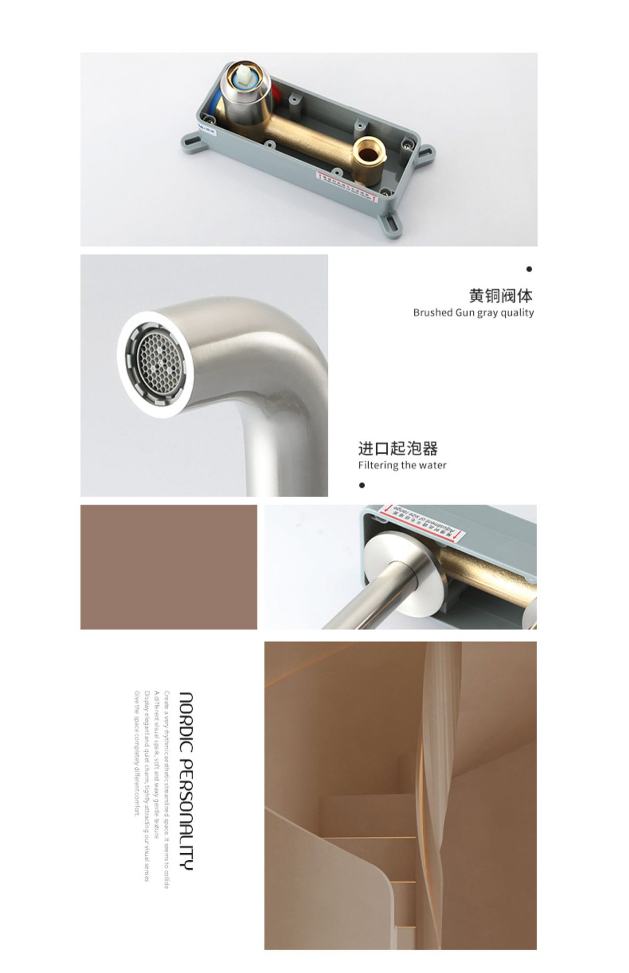 Wholesale of minimalist brushed nickel concealed washbasin wall-mounted fixed faucet, modern bathroom washbasin faucet pic 14