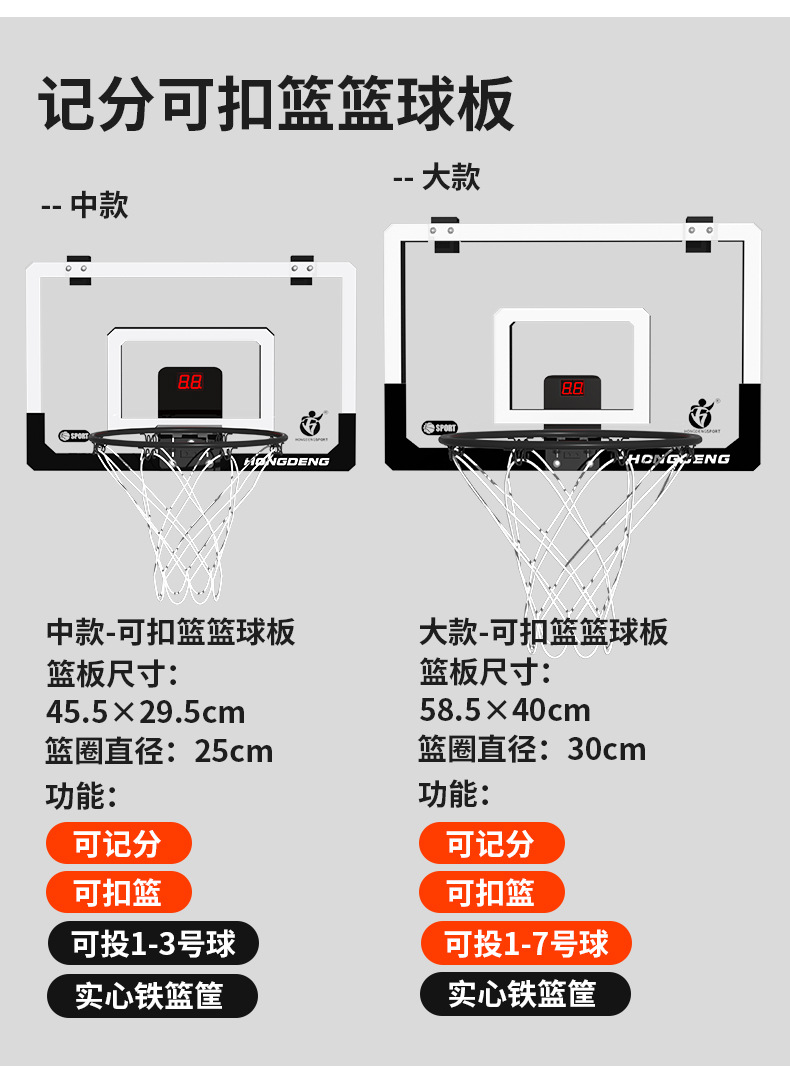 Wholesale of indoor wall-mounted basketball frames, wall basketball rings, basketball hoop nets, outdoor non-drilling scoring backboards for children pic 19