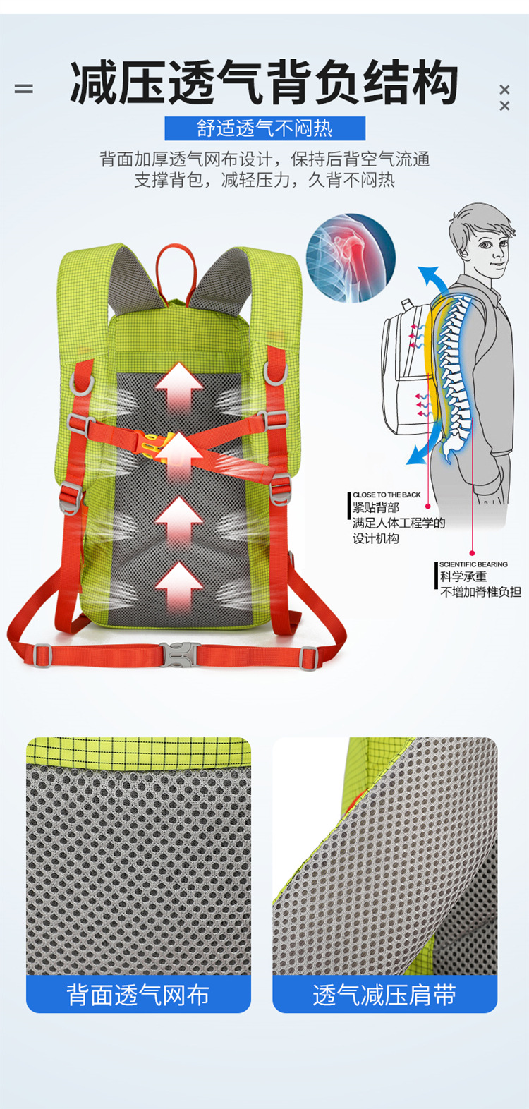 Al aire libre mochila de escalada peso ligero a prueba de agua mochila de senderismo ciclismo camping mochila de viaje fabricante al por mayor pic 6