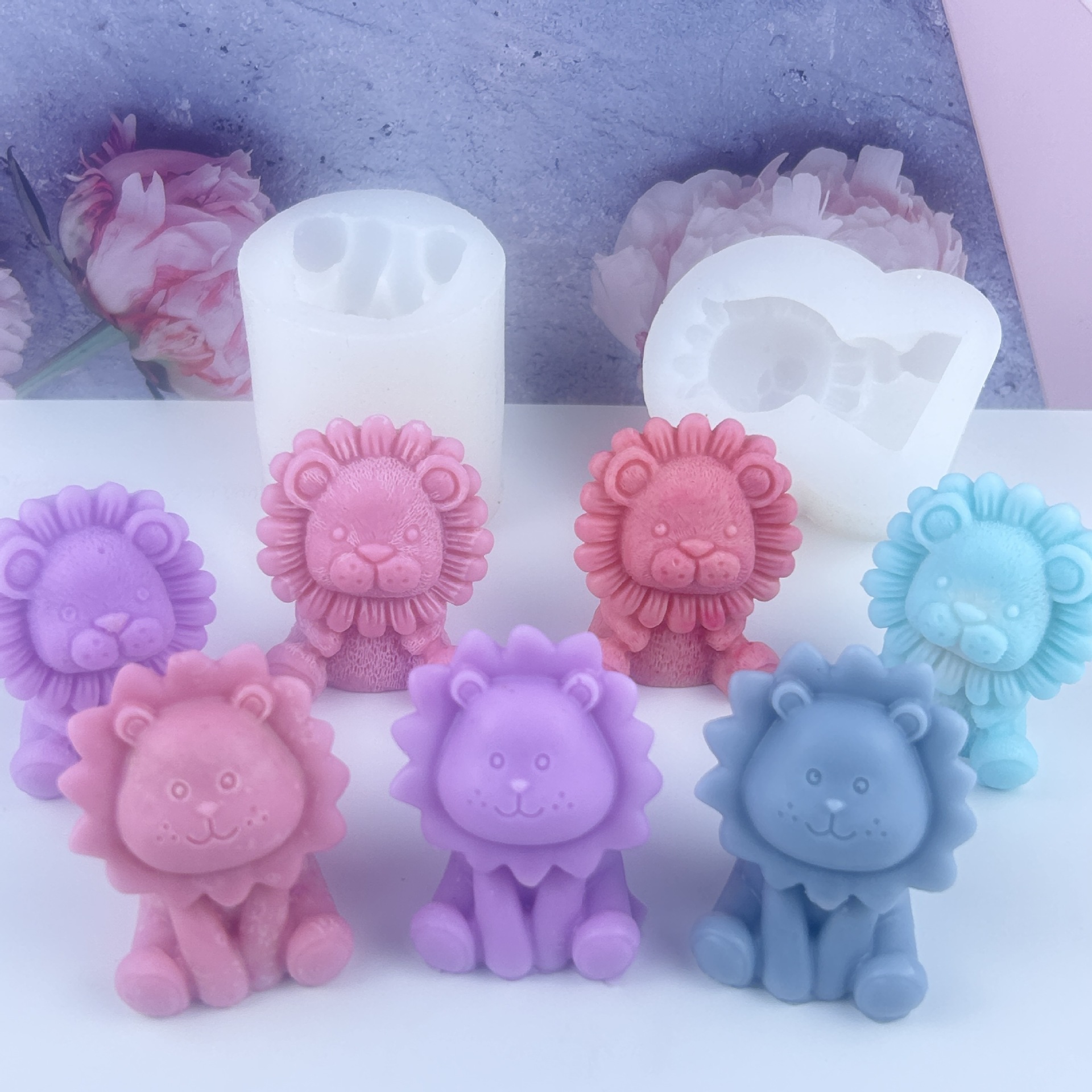 Three-dimensional lion candle silicone mold, diy aromatherapy candle gypsum diffuser stone display table decoration mold pic 1