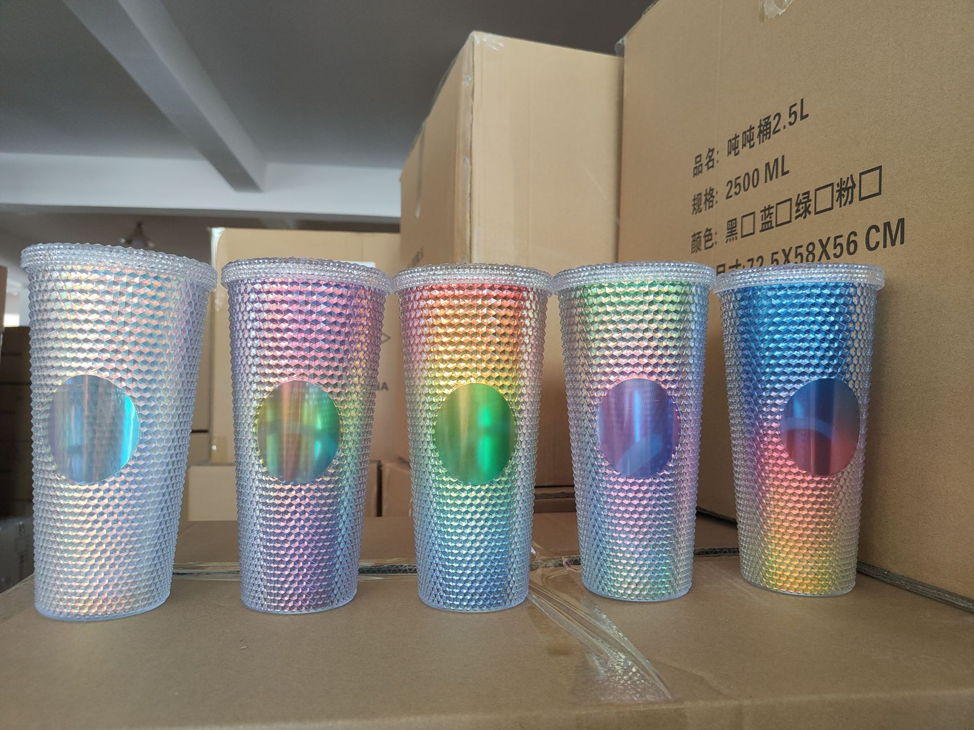 Cross-border durian cup three-piece set, two-piece set, double-layer, single-layer, large-capacity, prickly straw, plastic cup, custom logo pic 12