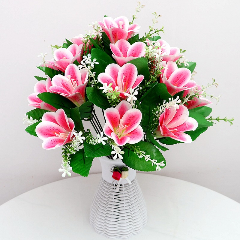跨境代发仿真花盆栽新娘百合手捧花束葫芦花瓶套装舞蹈道具摆放花详情26