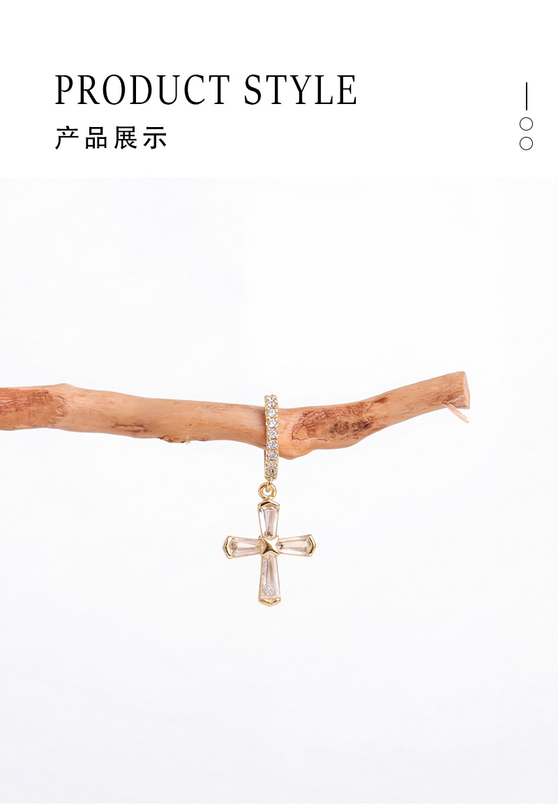 韩国新款精致流苏小巧十字架吊坠耳环耳个性甜酷时尚高级耳扣详情9