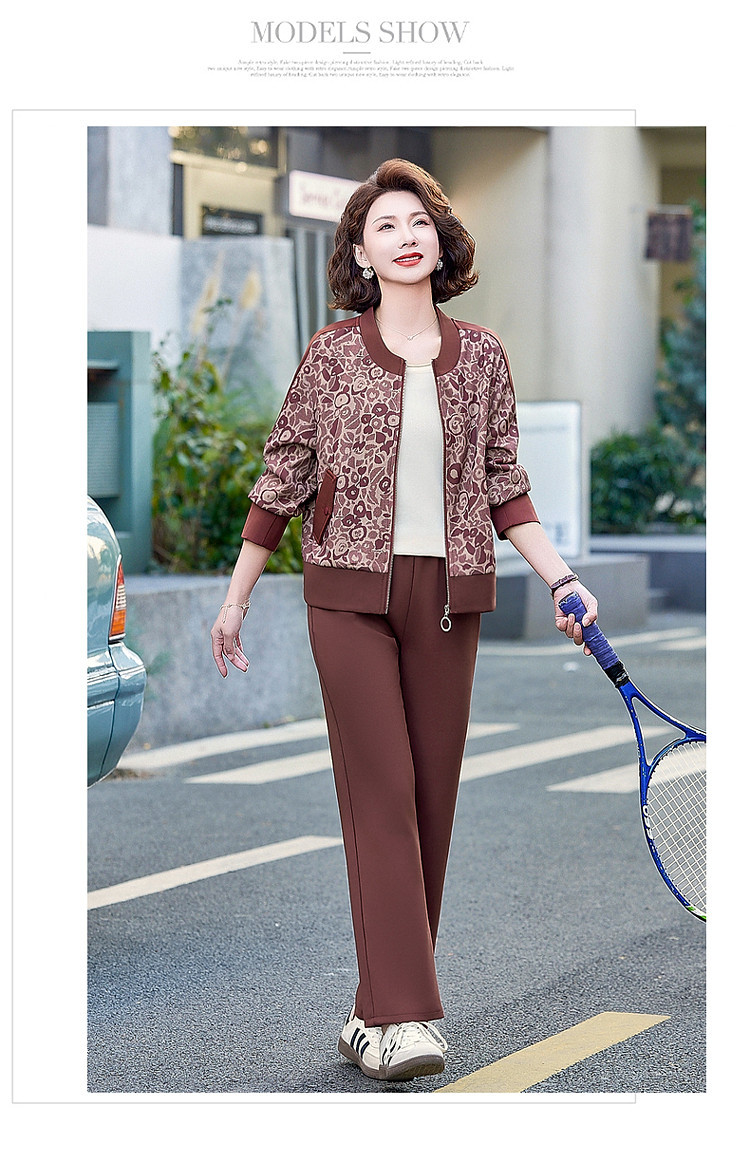 2025春秋时尚减龄妈妈女装休闲运动套装新款中年妈妈运动服两件套详情5