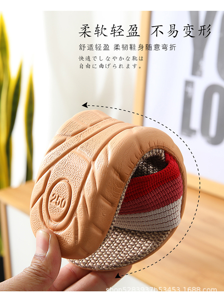 Four-season linen slippers for men, breathable and anti-slip in summer, for indoor home use. Cotton and linen cooling slippers for women, spring and autumn pic 5