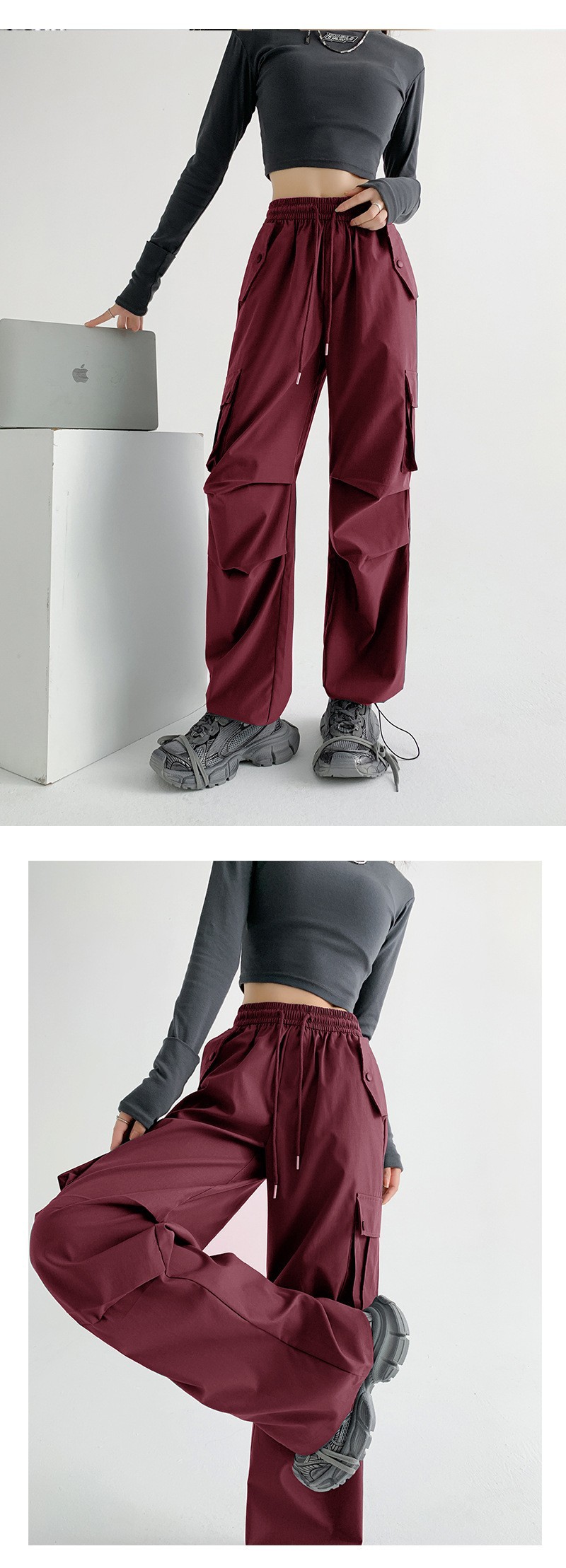 美式工装裤女裤子春夏2025新款宽松垂感直筒裤卫裤显瘦休闲阔腿裤详情15