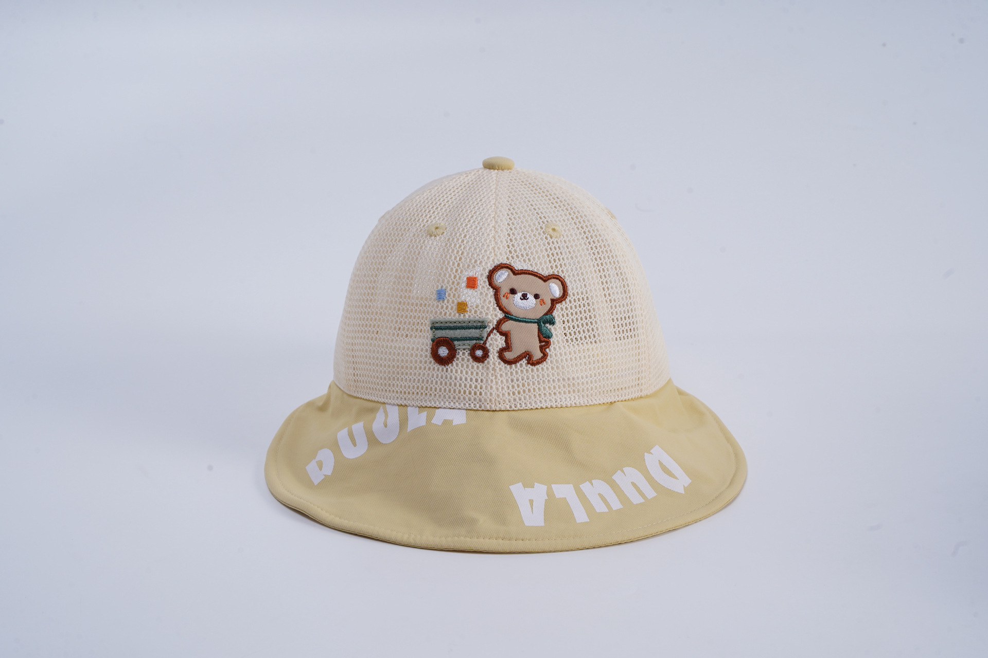 儿童防晒帽夏季新款卡通小熊网眼遮阳透气大檐太阳鸭舌棒球盆帽详情10