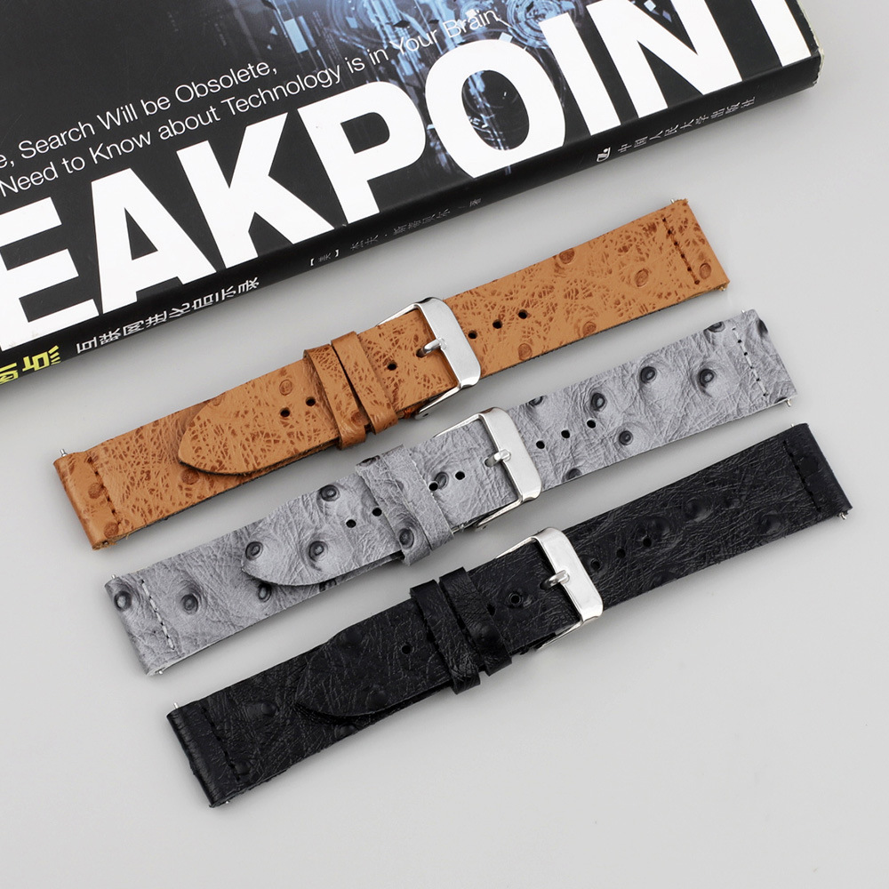 Ostrace-patterned genuine leather double-layer trimmed strap, smartwatch mechanical hand strap, calfskin strap, lugs bracelet pic 14