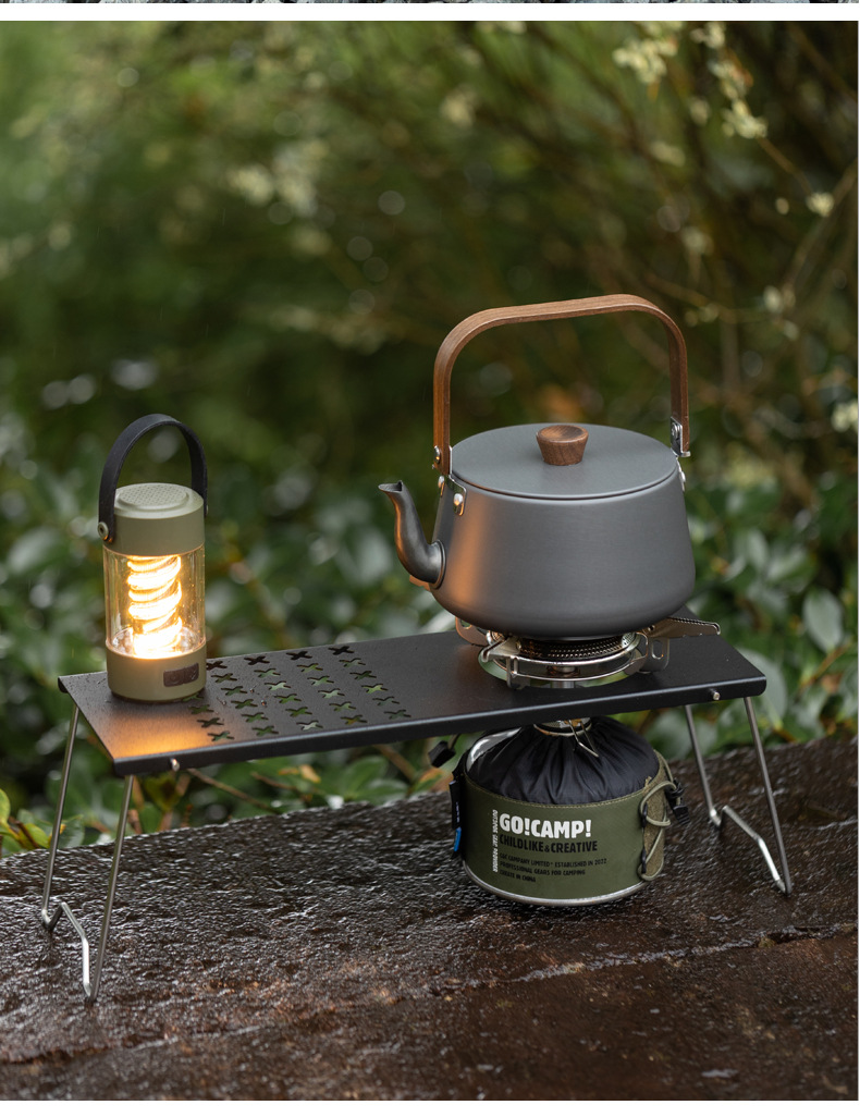 Outdoor aluminum alloy wooden handle teapot, camping kettle, boiling water teapot, camping picnic kettle, portable coffee kettle pic 9