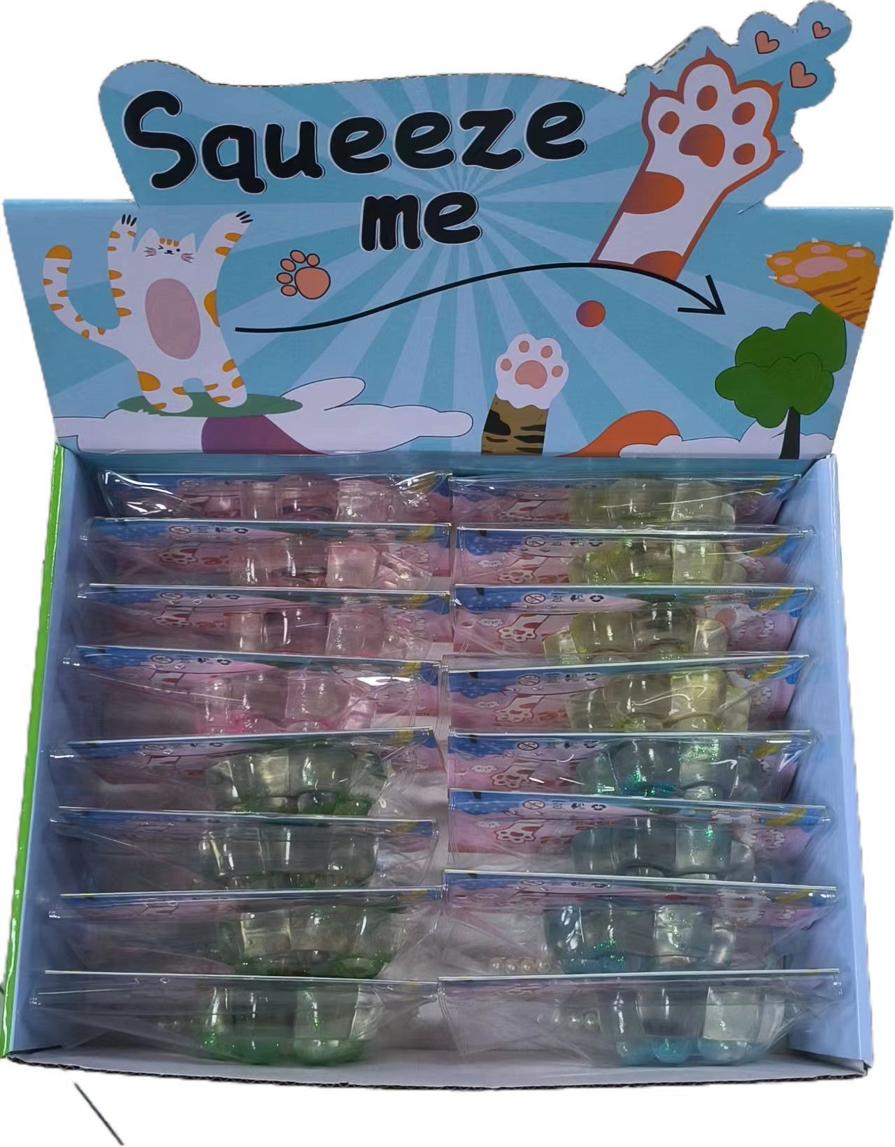 工厂直销TPR软胶透明金粉带灯中号猫爪猫掌萌宠团子卡通减压玩具详情9