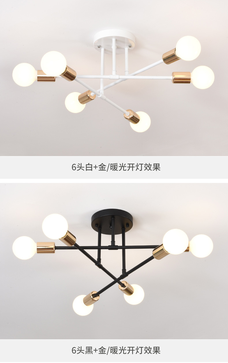 Cross-border Nordic living room lighting, dining room lighting, bedroom home decoration lighting, LED ceiling lighting, American black chandelier pic 9