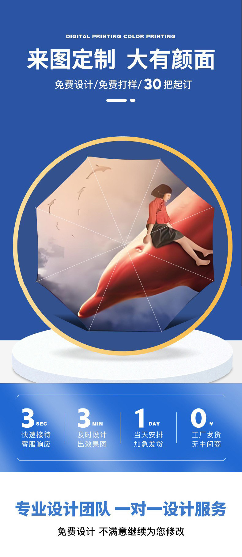 雨伞定制图案整伞定制印刷图案logo风景文创公司活动数码印雨伞详情1