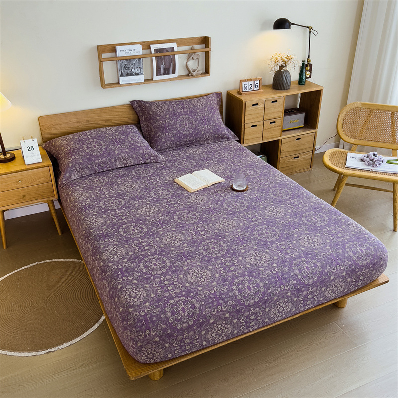 Pure cotton yarn-dyed jacquard double-layer gauze bed cover, single piece of all-cotton gauze mattress protective cover, bedspread, bed cover, single piece of bedding pic 91