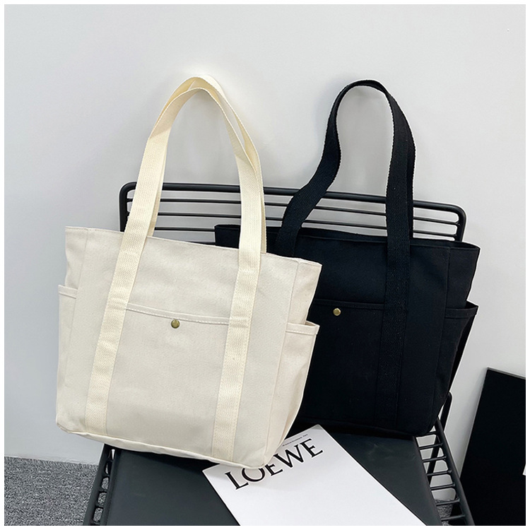 大容量托特帆布包上班外出高颜值通勤百搭文艺学生装书单肩布袋包详情42