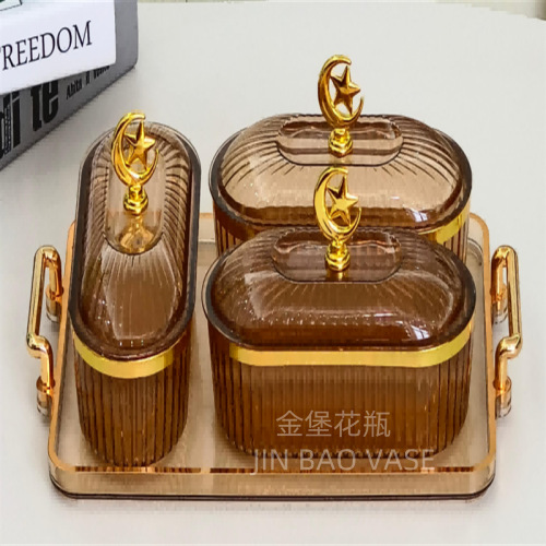 轻奢高颜值玻璃果盘商用水果拼盘家用创意分格干果盒小吃零食盘详情14