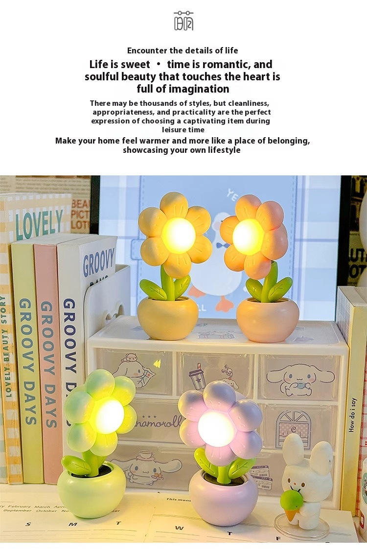 跨境小夜灯迷你小花床头创意不插电氛围灯礼物台灯可爱床头摆件详情14