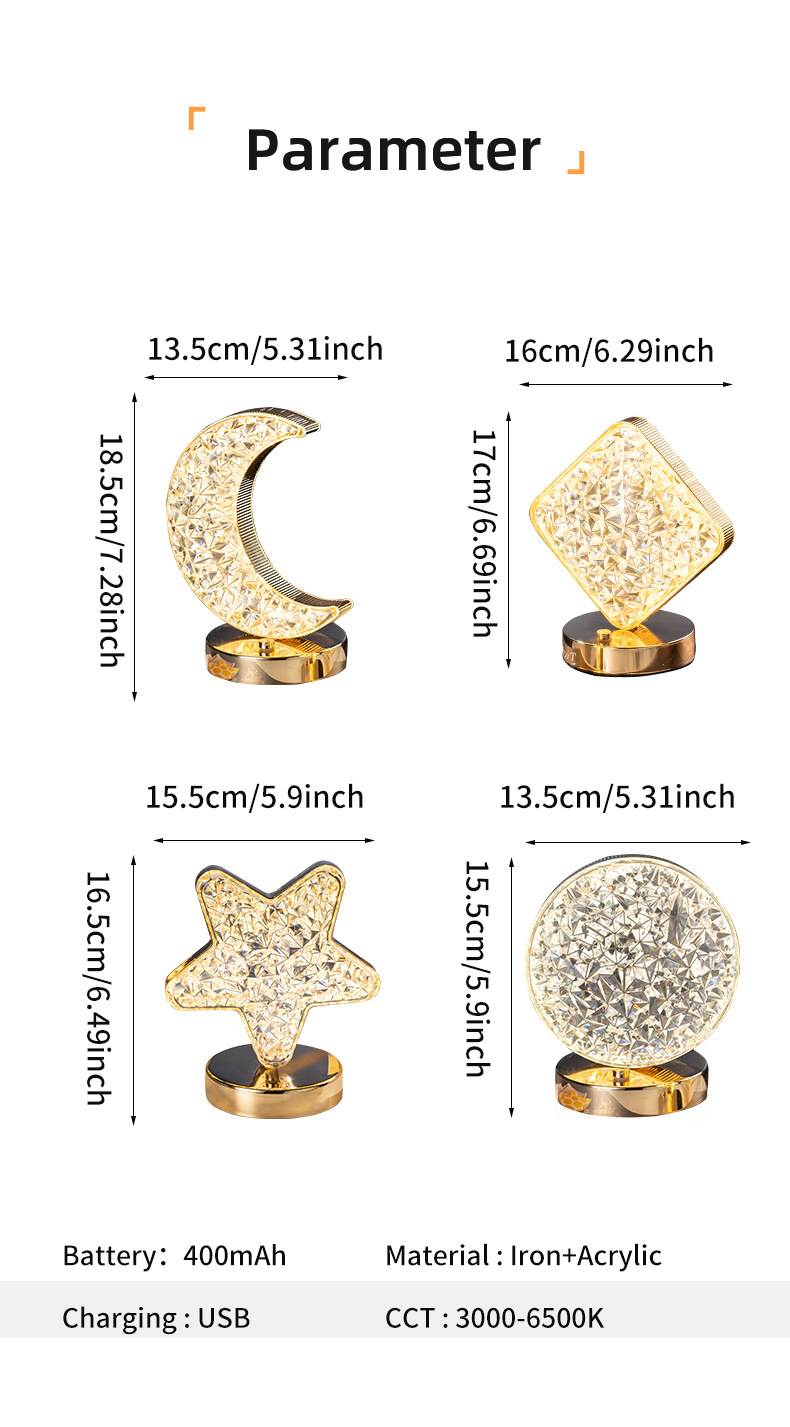 Creative gift: Star and moon night light, touch three-color charging ambient light, bedroom birthday gift: night light pic 8